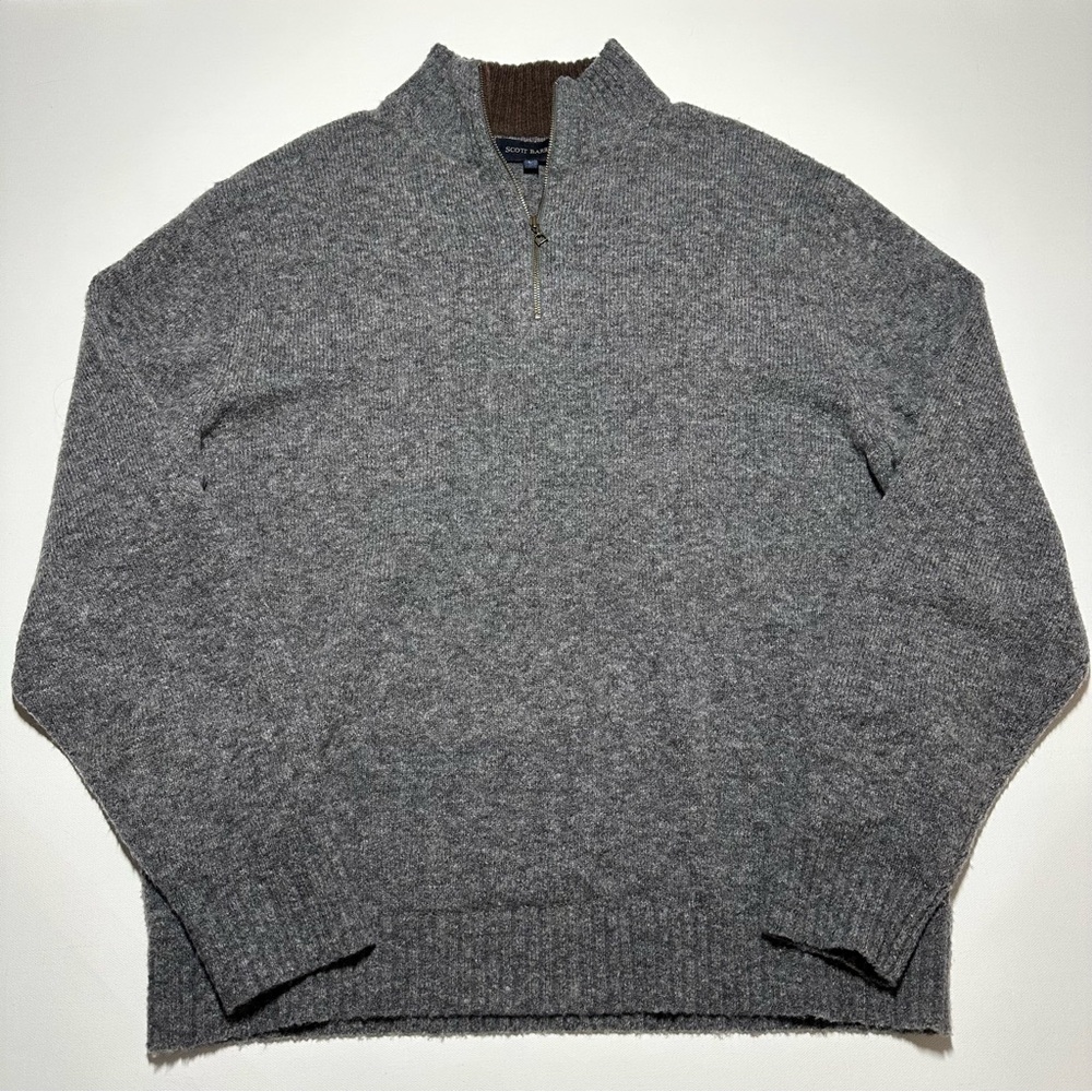 Scott Barbar Merino Wool Blend Quarter Zip Pullover Sweater - Mens Large